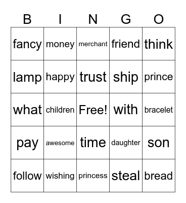 aladin Bingo Card