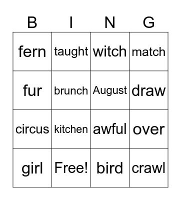 Phonics Revision - Term 4 Bingo Card