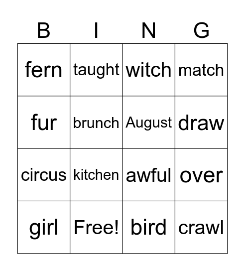 Phonics Revision - Term 4 Bingo Card