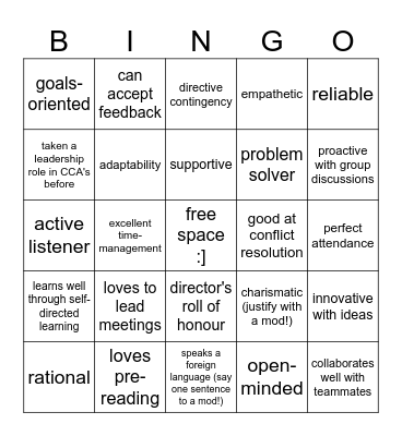 B102 Bingo Card