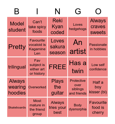 Hiiro Bingo Card