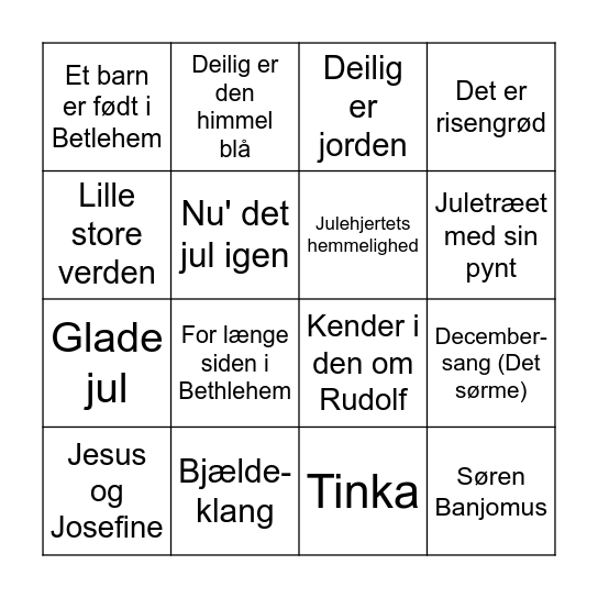 Julesang Bingo Card