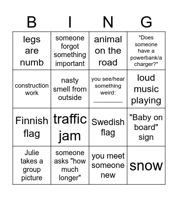 Roadtrip to Lapland Bingo Card