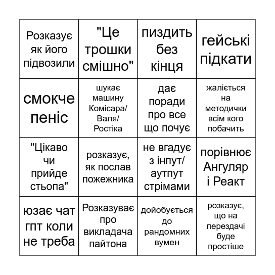 День з Кирилом Bingo Card