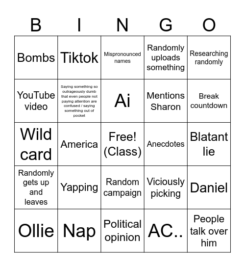 John's bingo Card