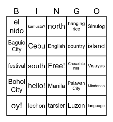Philippines Bingo Card