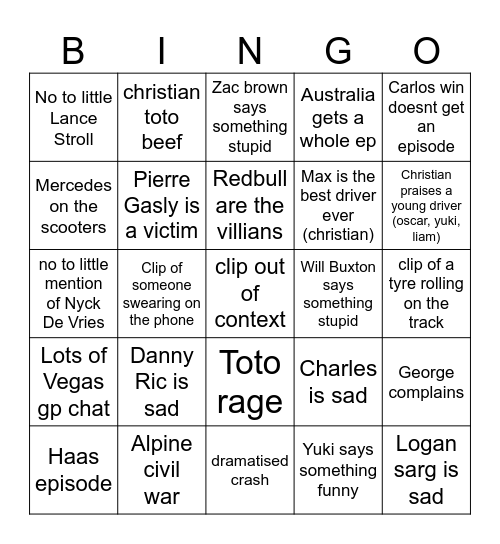 DRIVE TO SURVIVE Bingo Card