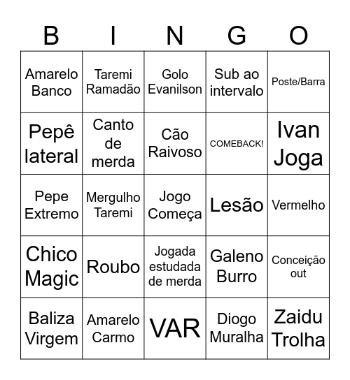 FC PORTO CARALHO Bingo Card