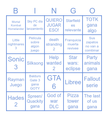 The Game Awards 2023 Bingo Card