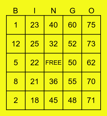 CORPUZ, JOYCE ANN M. Bingo Card