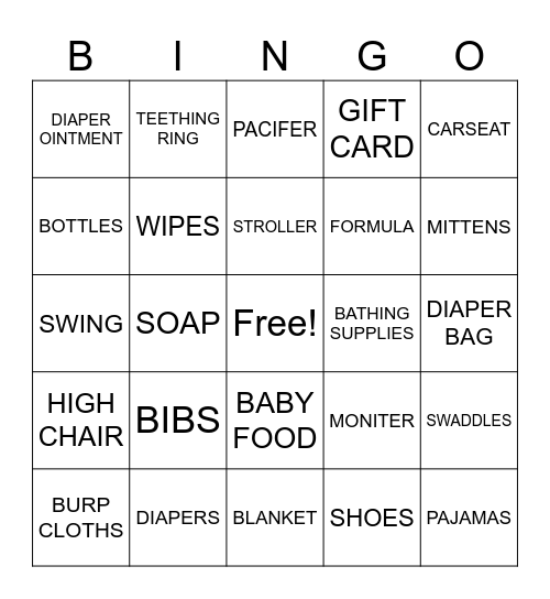 BABY SHOWER BINGO Card