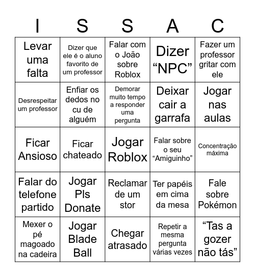 Issac Bingo Card