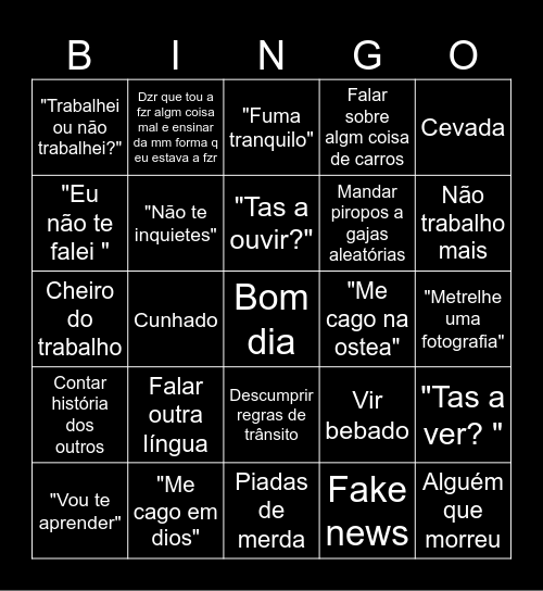 Espanhol bingo Card