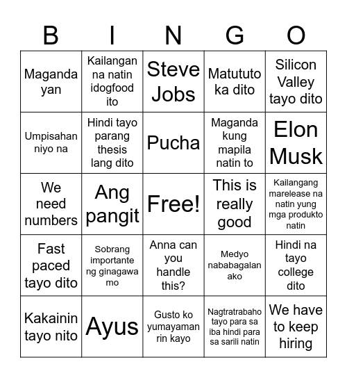 memay bingo Card