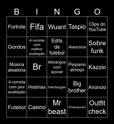 For you bingo Card