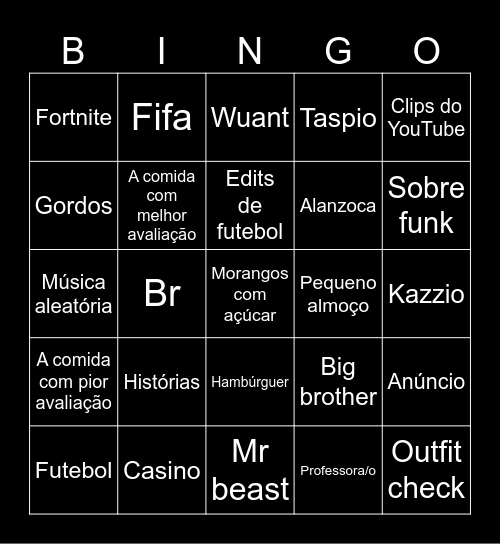 For you bingo Card