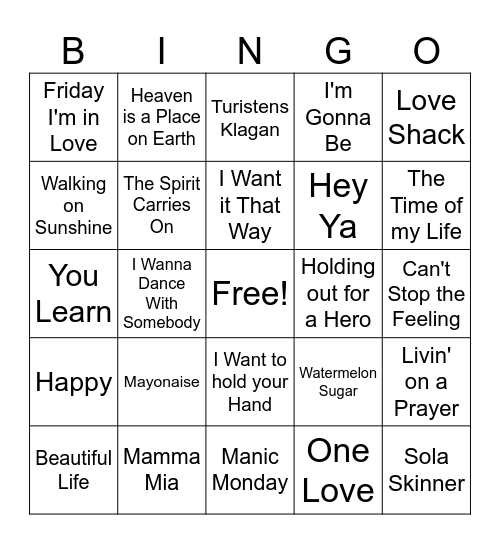 MUSIKK Bingo Card