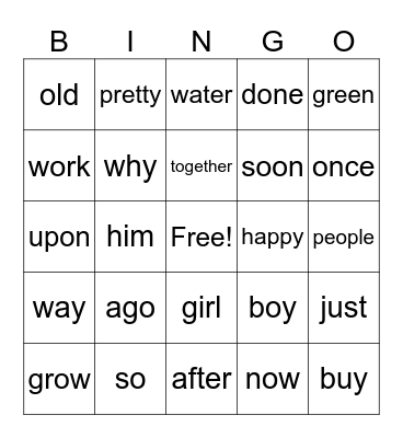 1st grade Block 3 Bingo Card