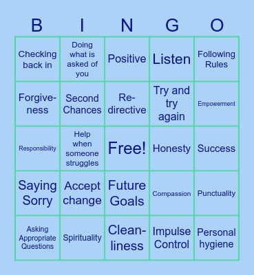 Accountability Bingo Card