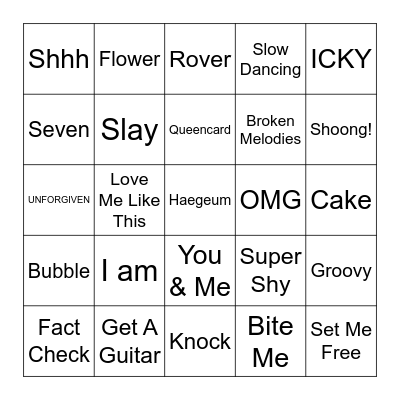 2023 KPOP Songs Bingo Card