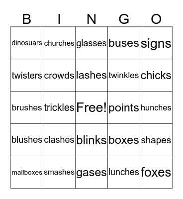 s or es? Bingo Card