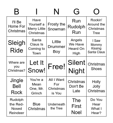 Christmas Songs Bingo Card