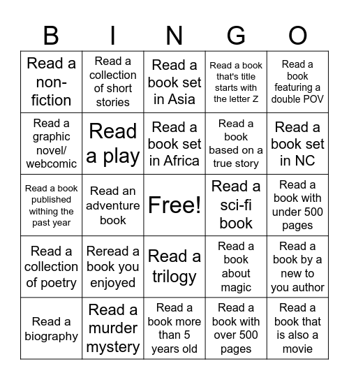 Book Bingo Card