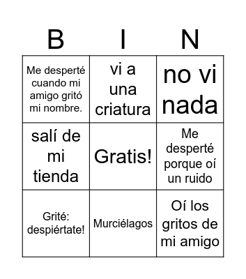 Lec 1 Murciélago (bats) 9 square Bingo Card