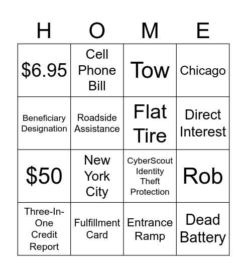 Benefits Checking Bingo! Bingo Card