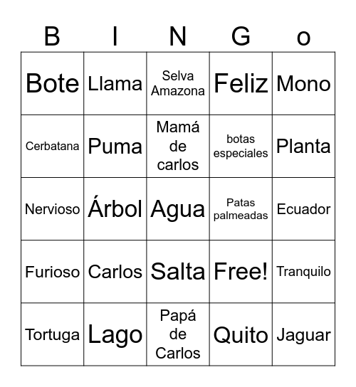 lotería de Carlos el Capibara con botas Bingo Card