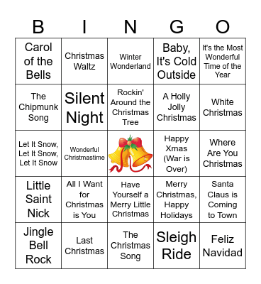 Christmas Song Bingo Card