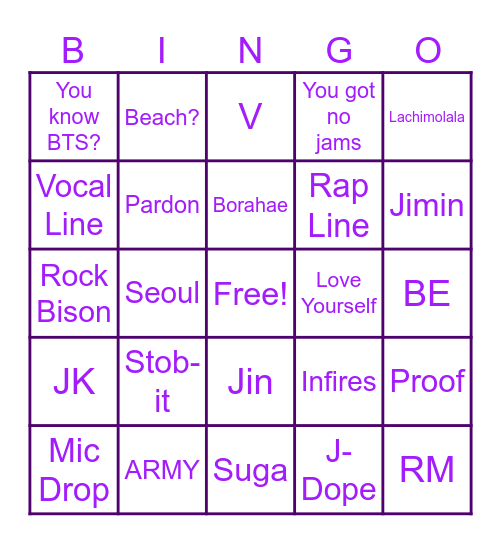 BTS BINGO Card