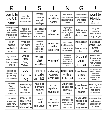 Rising Christmas Bingo Card