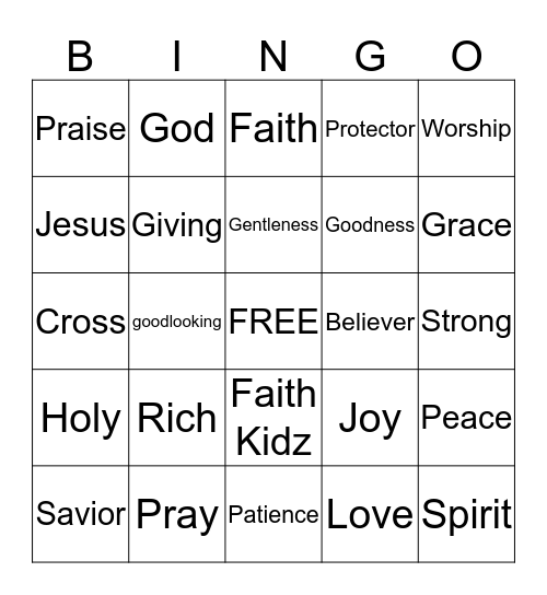 Jesus Bingo Card