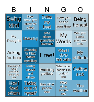 Circle of Control Bingo Card