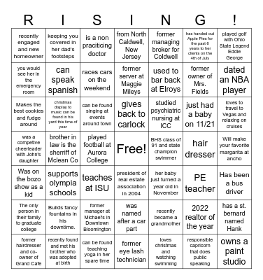 Rising Christmas Bingo Card