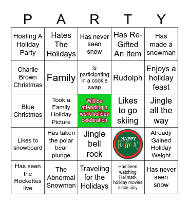 Holiday Party Bingo Card