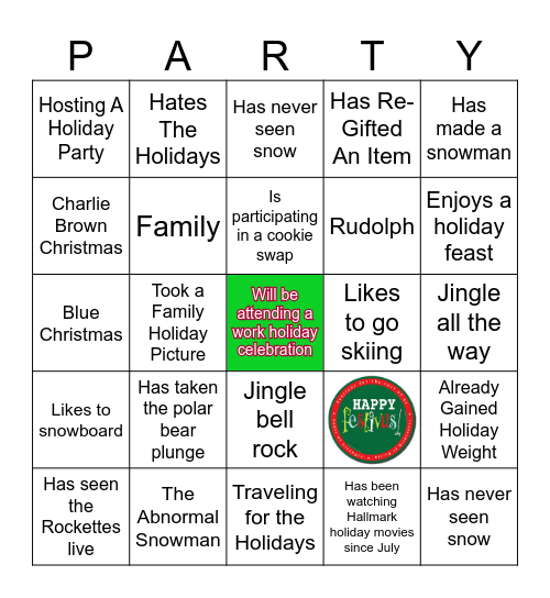 Holiday Party Bingo Card