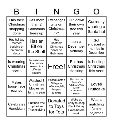 Holiday Bingo Card