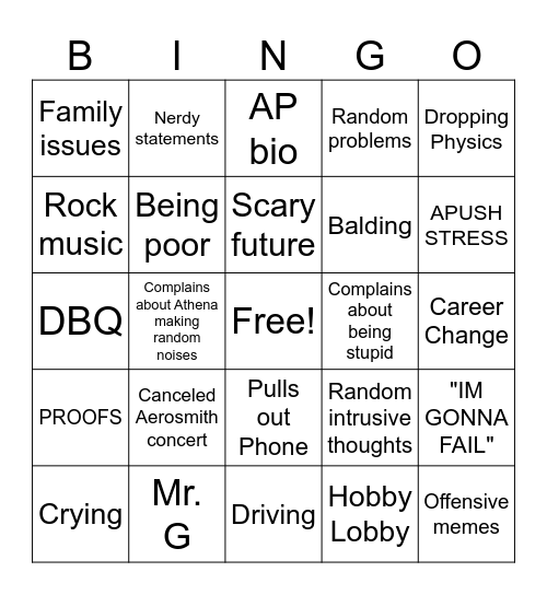 Logan Fan Club Bingo Card