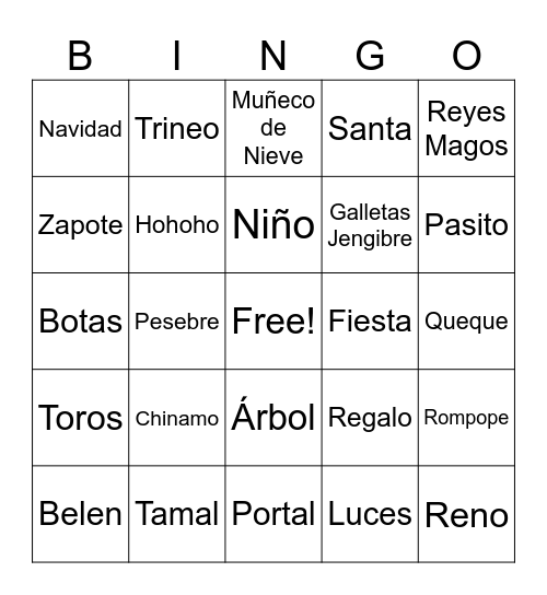 Bingo Navidad Bingo Card