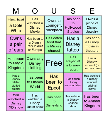 How much of a Disney adult are you? Bingo Card