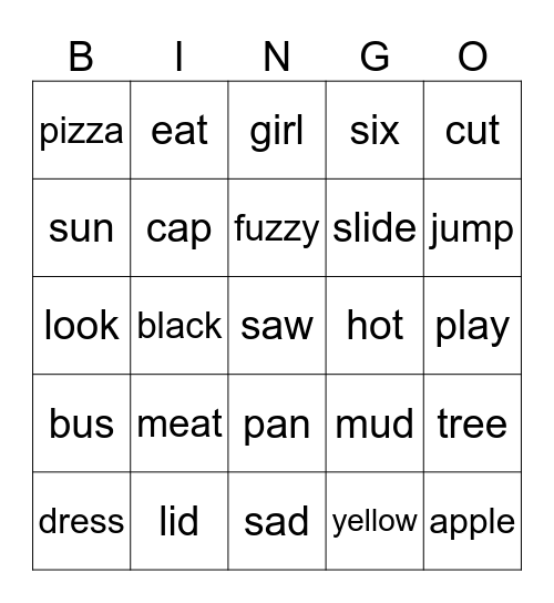 Sight Words Book 2 Bingo Card