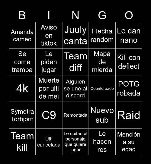 Juuly bingo III Bingo Card