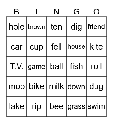 Sight Words Book 3 Bingo Card