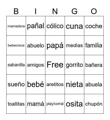 Baby shower de Emma Paola Bingo Card