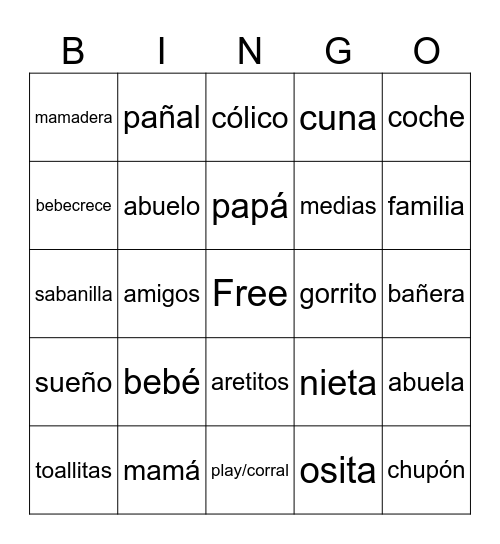 Baby shower de Emma Paola Bingo Card