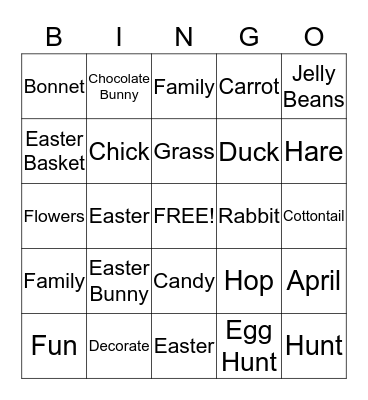 T2 Present: Easter Bingo Card