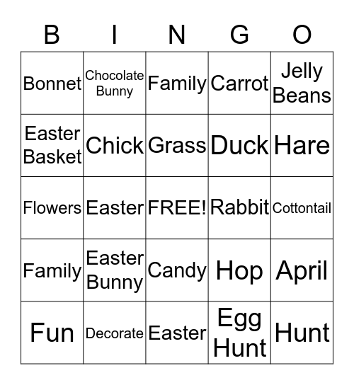 T2 Present: Easter Bingo Card