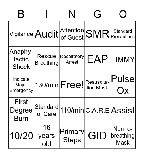 REVIEW  Bingo Card